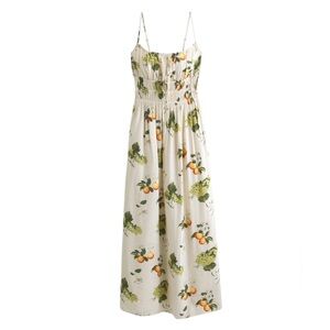 NWT A&F Smocked Tie Front Fruit and Floral Maxi Dress with Pockets XXL